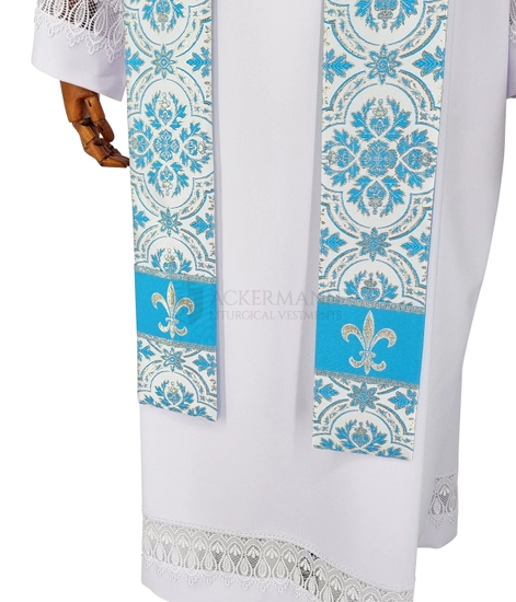 Marian Gothic Cope with stole model 086 made of brocade fabric